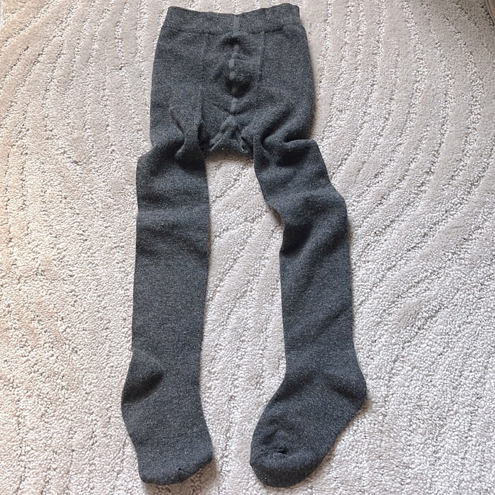 Girls Zara Knit Tights Grey & Gold